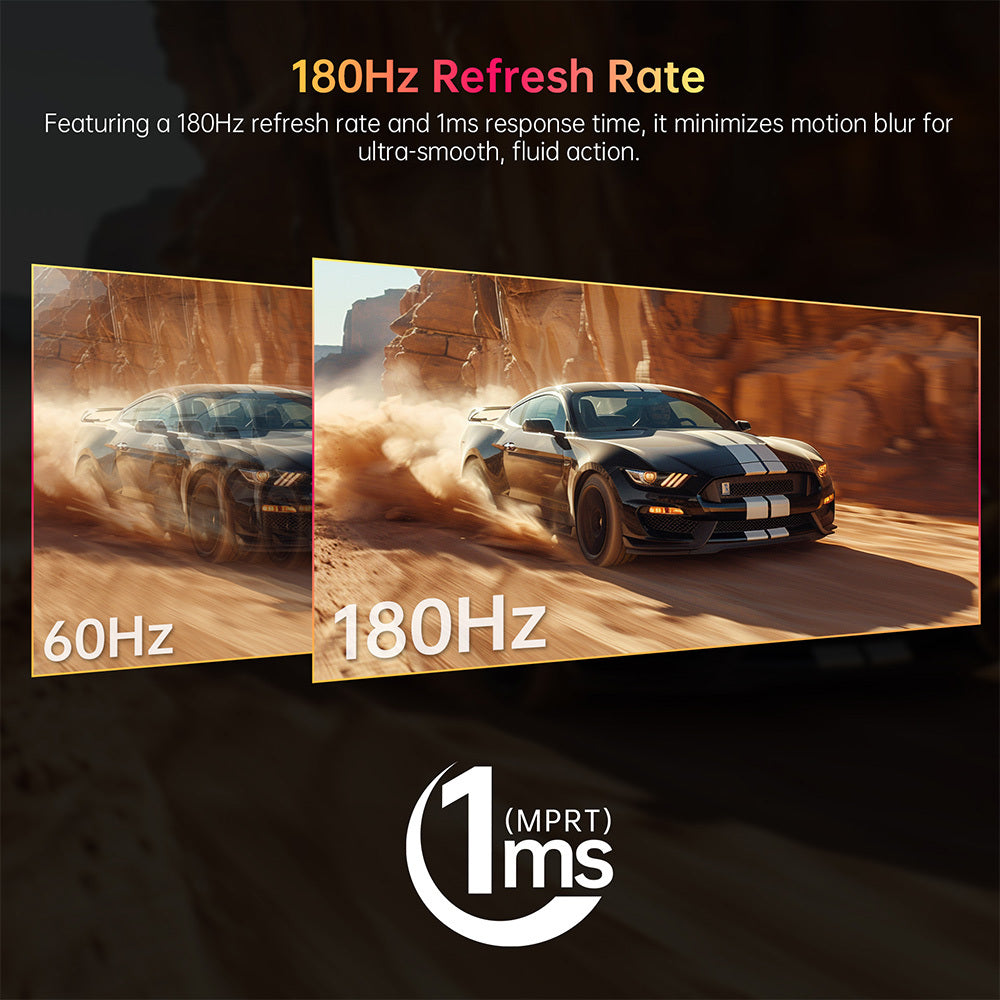 27 Inch Curved Gaming Monitor – Gaming Scherm – Game Monitor – PC Monitor – 2K Monitor – 180Hz Refresh Rate – QHD 2560x1440 Resolutie – 1ms Reactietijd – HDR10 & FreeSync G-Sync