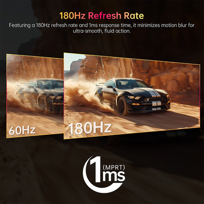 27 Inch Curved Gaming Monitor – Gaming Scherm – Game Monitor – PC Monitor – 2K Monitor – 180Hz Refresh Rate – QHD 2560x1440 Resolutie – 1ms Reactietijd – HDR10 & FreeSync G-Sync
