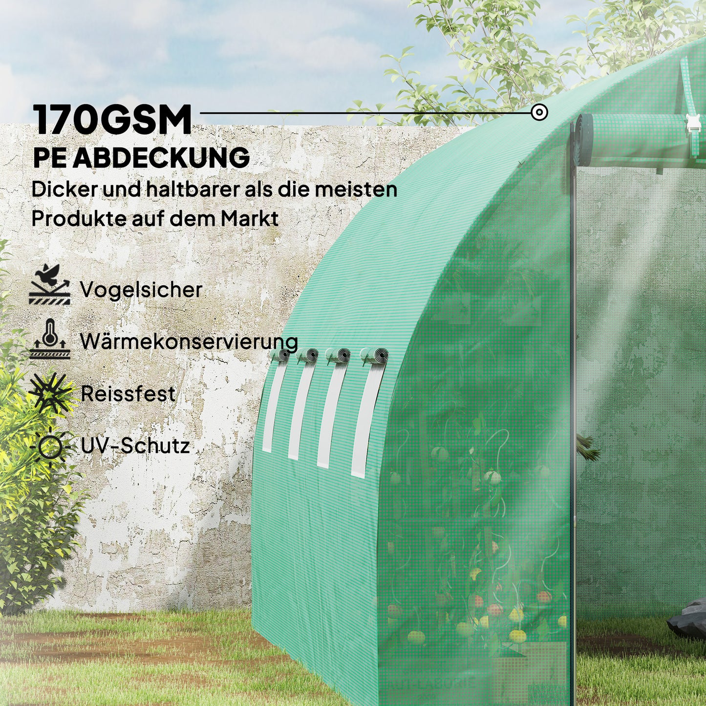 Polytunnel Kas – Tuinkas – Serre – Kweekkas – Kas Tent Groen – Stevig Stalen Frame – Rolbare Deuren Voor Ventilatie