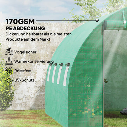 Polytunnel Kas – Tuinkas – Serre – Kweekkas – Kas Tent Groen – Stevig Stalen Frame – Rolbare Deuren Voor Ventilatie