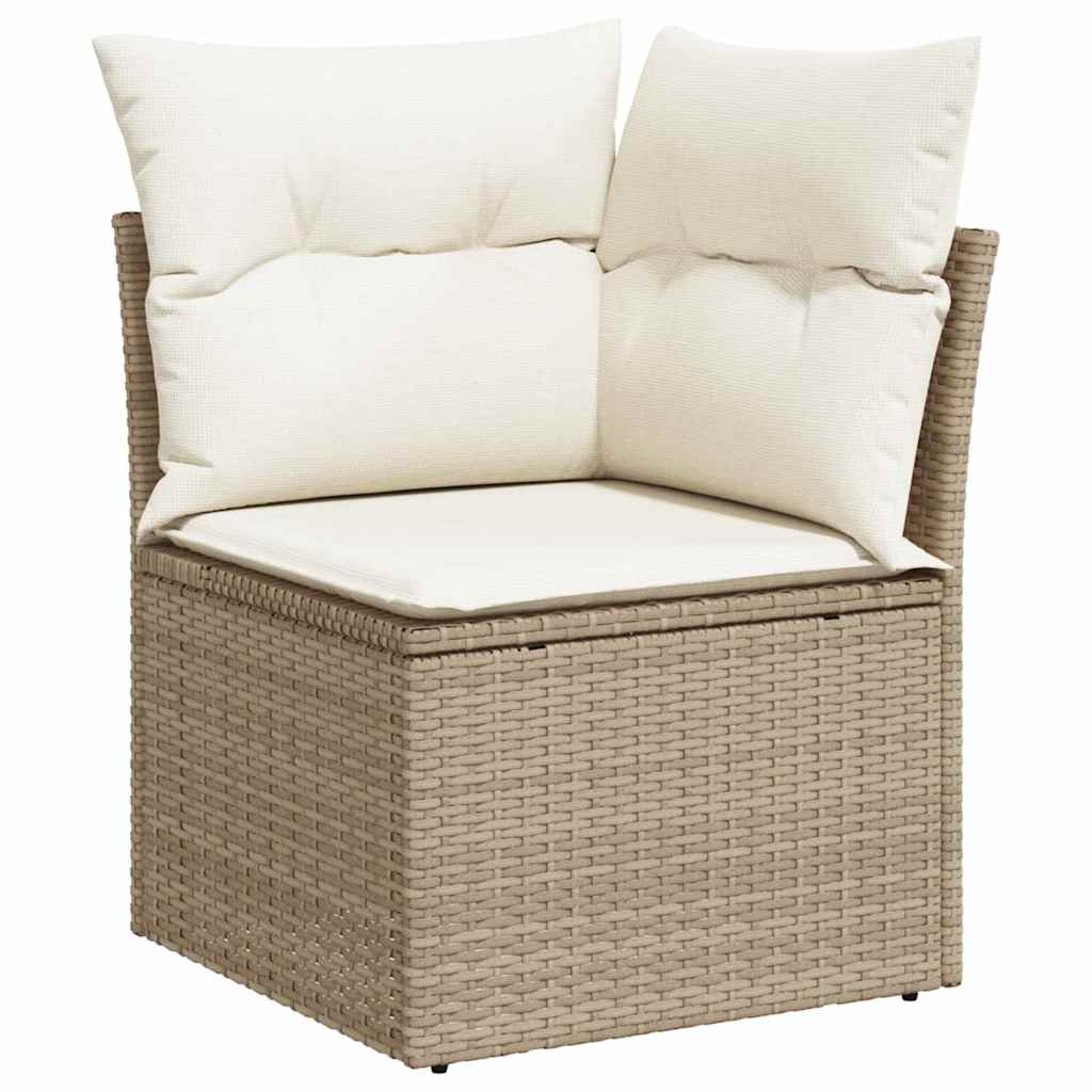 Modulaire Loungeset – Tuinbank – Buitenbank – Loungesofa – Patio Sofa – Handgeweven Rattan – Comfortabele Schuimkussens – Beige Crème Zonder Tafel