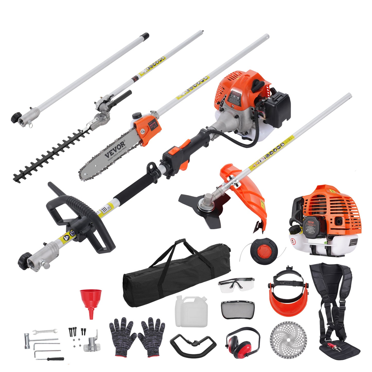 Tuinsnoeischaar – Heggenschaar – Stokzaag – Grasmaaier – Bosmaaier – 52CC 2-takt Motor – 6-in-1 Multifunctioneel Trimmen