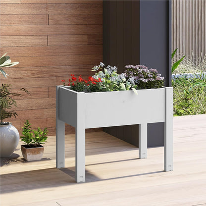 Verhoogde Plantenbak – Zelfbewaterende Tuinbak – Kruidenbak – Bloemenbak – Moestuinbak – 53 Liter – Waterniveau Indicator & Afvoergaatje – Wit – 76x45x61 cm