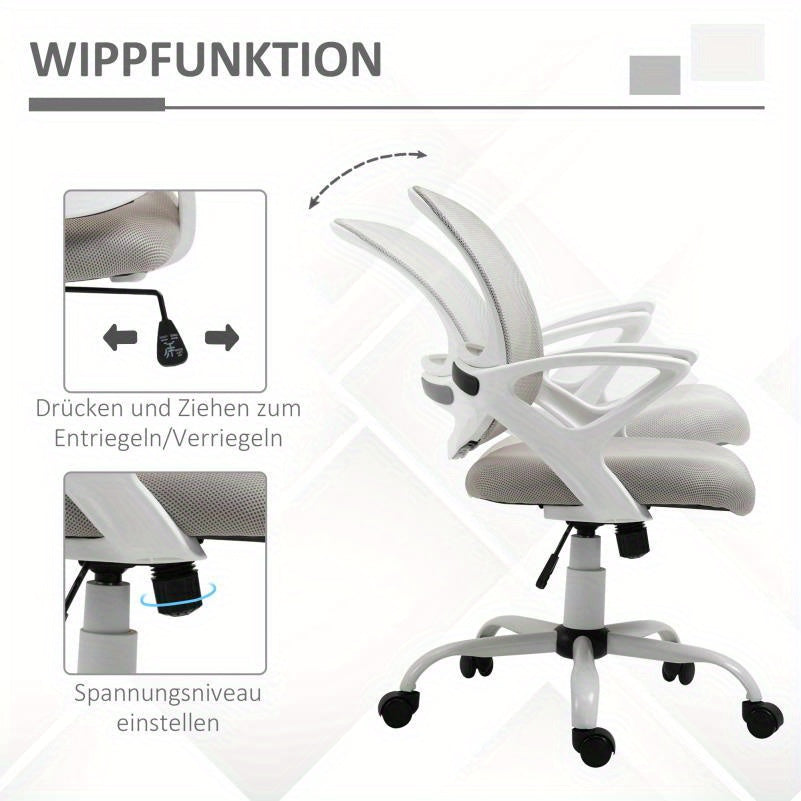 Ergonomic Mesh Office Chair with Adjustable Swivel & Height - Breathable Linen-Look Fabric, 360° Swivel, 5-Point Lumbar Support, 5-Level Airflow Perforated Backrest, 5-Point Ergonomic Design for Home & Work, Gray, Office Cha