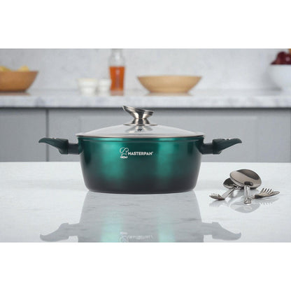 MASTERPAN 8pcs Cookware Set | with Glass Lid | Induction Cookware Set | Coated Pots | Cookware Set | Cooking Set | Non-Stick Coating | Induction | Cooking Pot | As a Gift | for All Stove Types | MP2801