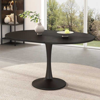 Extendable Dining Table, Oval Dining Table, Coffee/Lounge Table, L100/140 X W100 X H75cm, Modern Minimalist Dining Table, Black, Round Dining Table, Table for Dining Room, Extendable Tables for Dining Room, Round Dining Table