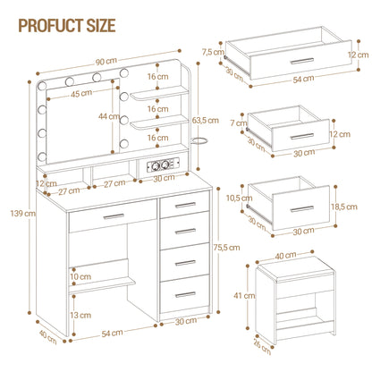 Sieradendoos – Juwelendoos – Sieradenkast – Accessoire-opberger – Sieraden Organizer – Met Spiegel en 10 LED Lampjes – 2 Lades & 1 Kastje