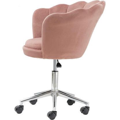 Fluwelen Bureaustoel – Velvet Stoel – Draaistoel – Werkstoel – Bureaustoel met Wieltjes – Blush Roze – Verstelbare Zithoogte – Ergonomisch Comfort