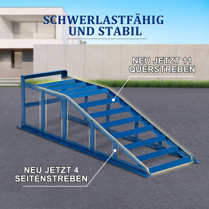 Oplaadrampen – Laadrampen – Hefplateau – Autoliften – Auto Ramps – Draagvermogen 2000 kg – Geschikt Voor Banden Tot 265 mm – Stalen Constructie – Hellingshoek 23 Graden – Blauw