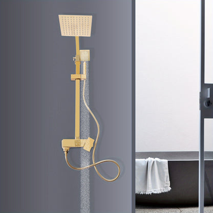 Regendouche – Douchekop – Doucheset – Handdouche – Shower Set – Goudkleurig Messing – 20 cm Rond – Instelbare Hoogte 70-120 cm