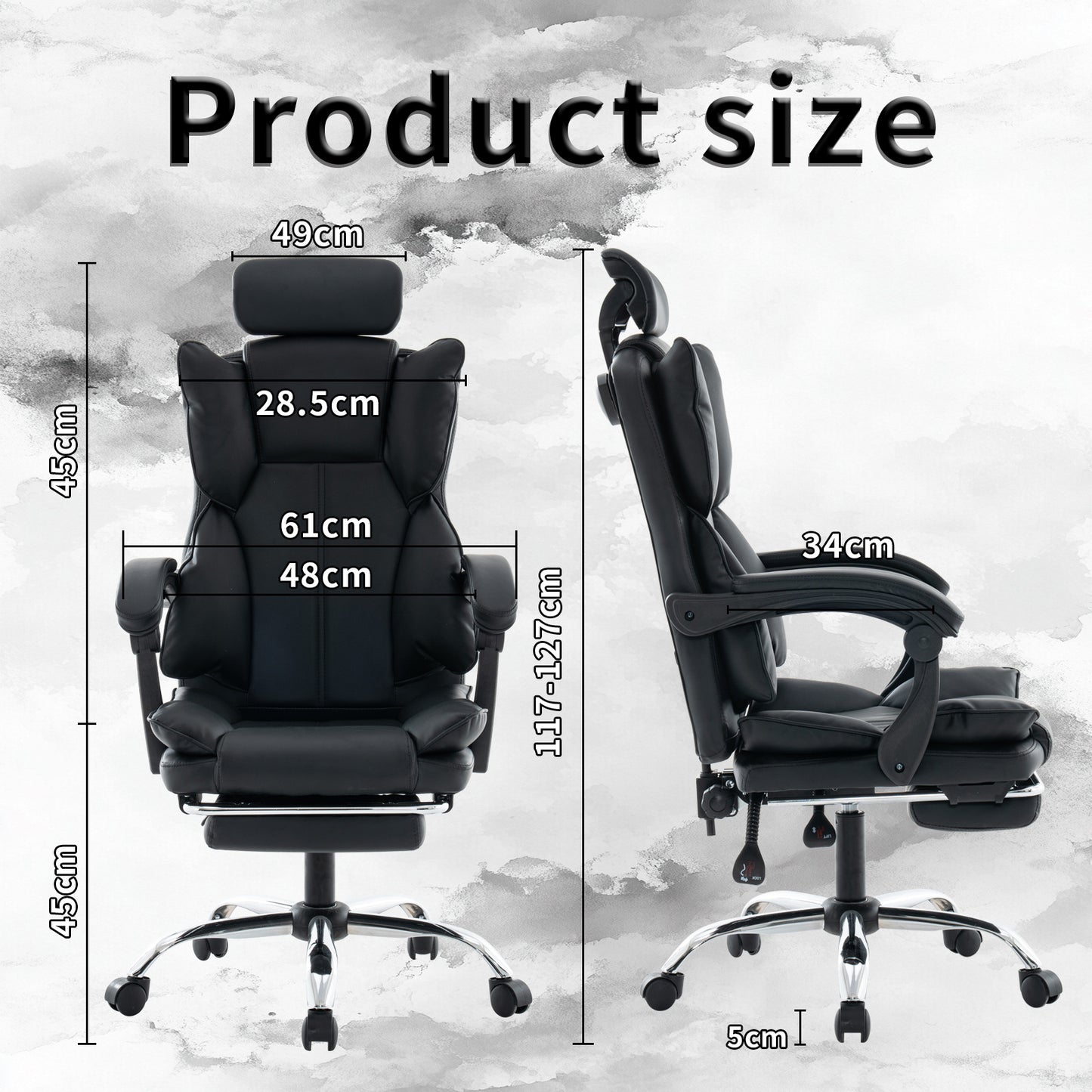 Ergonomische Bureaustoel – Gamingstoel – Werkstoel – Kantoorstoel – Stud Stoel – Verstelbare Zithoogte – PU Lederen Bekleding – Paars Wit – 5-Wiel Basis – Stevige Rugsteun
