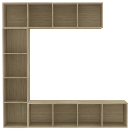Boekenkast – Boekenkast Vakkenkast – Mediamuur – Wandkast – Sonoma Eikenlook – 12 Compartimenten – Hoogwaardig Vochtbestendig Hout