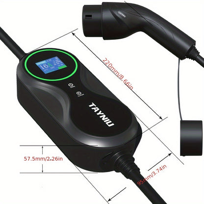 Elektrische Auto Laadpaal – Laadstation – Wallbox – EV Lader – Thuislader – 7 kW 32A – LCD Display – Programmeerbare Timer – 5 Meter Kabel – Draagbaar
