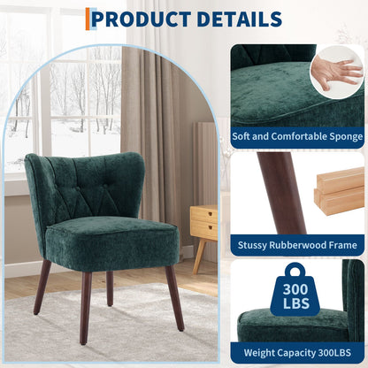 Velvet Fauteuil – Relaxstoel – Zitzetel – Leunstoel – Wingbackstoel – Groen – Memory Foam Zitkussen – Stabiele Rubberhouten Poten