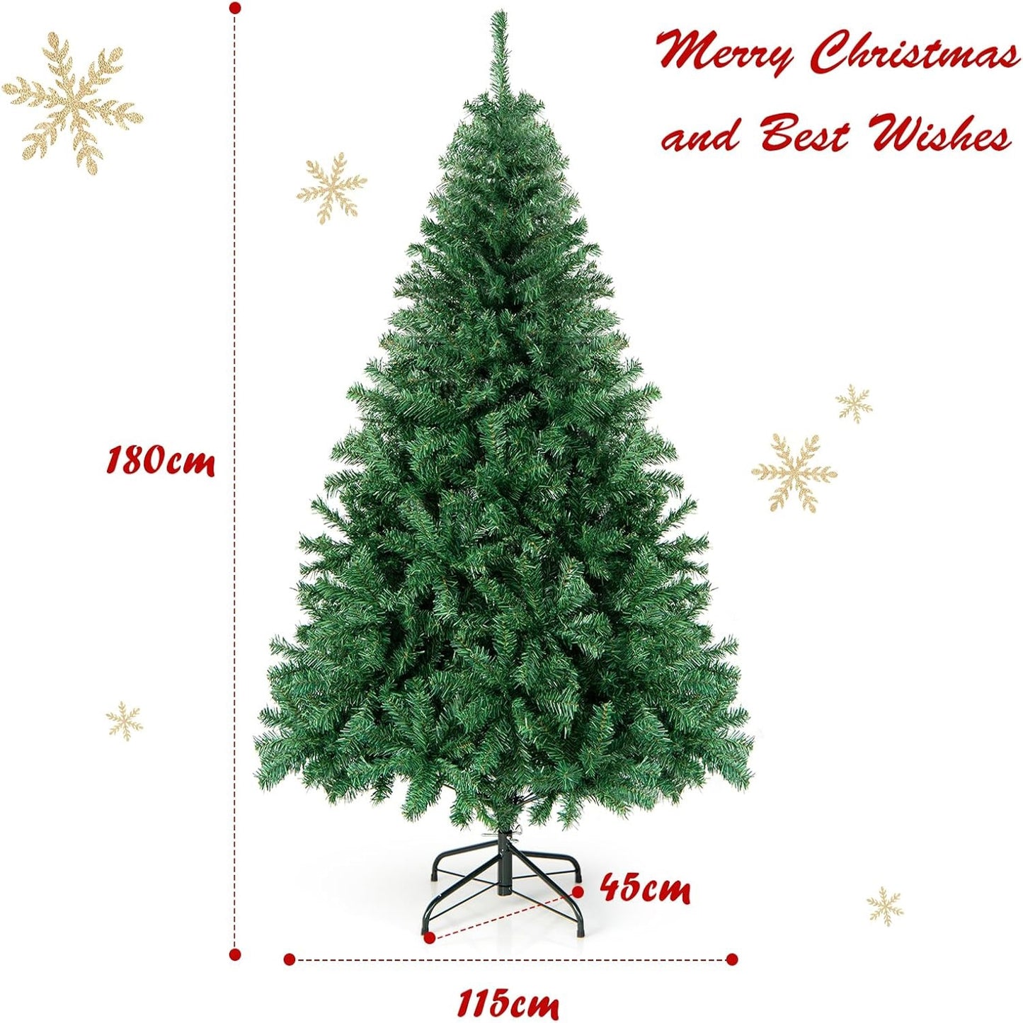 Kerstboom – Kunstkerstboom – Nepboom – Weihnachtsbaum – Kunstboom – 180 cm Hoog – 1000 PVC Takken – Stevige Metalen Voet