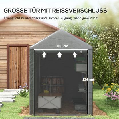 Opslagtent – Tuinschuur – Bewaartent – Opslagruimte – Tuinkast – Donkergrijs – Stevig Stalen Frame – Waterdichte Hoes 1,2x1,8x1,6m