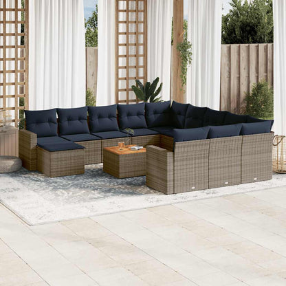 Tuinbankje – Buitenbank – Tuinbank – Zitbank – Tuinmeubel – Polyrattan – Incl. Opbergruimte – Tafelblad Acaciahout – Grijs