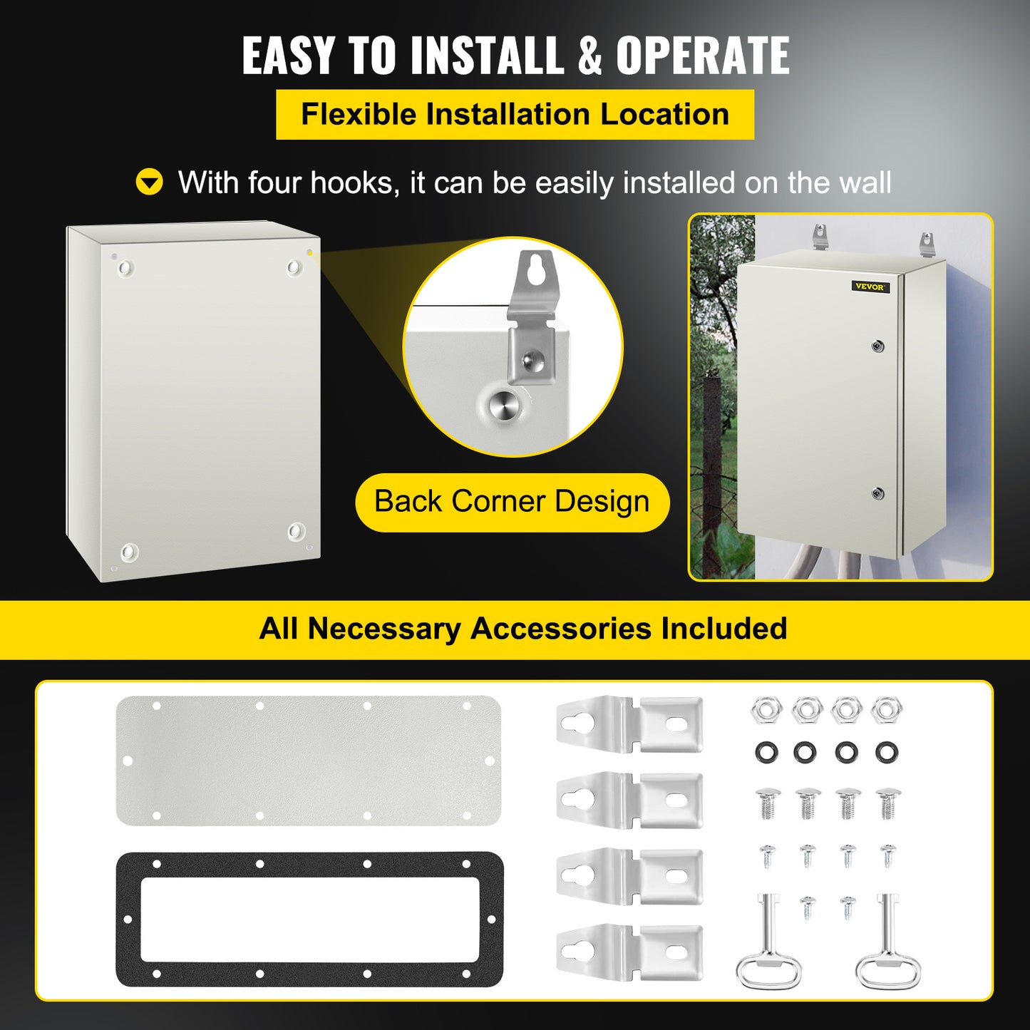 Elektrische Behuizing – Installatiekast – Stroomkast – Verdeelkast – Metalen Doos – Waterdicht IP66 – 1,5 mm Koudgewalst Staal – Grijs/Wit
