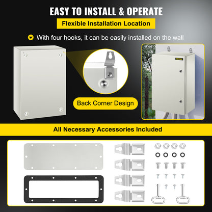 Elektrische Behuizing – Installatiekast – Stroomkast – Verdeelkast – Metalen Doos – Waterdicht IP66 – 1,5 mm Koudgewalst Staal – Grijs/Wit