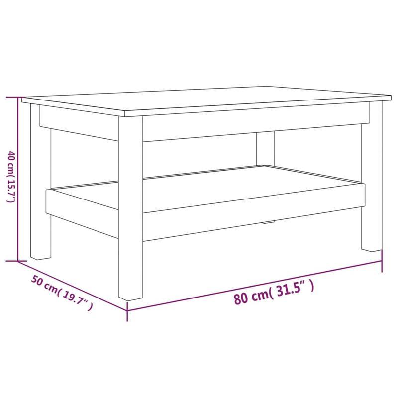 Bijzettafel – Salontafel – Koffietafel – Banktafel – Receptietafel – Massief Pine Hout – 80x50x40 cm – Stevig & Duurzaam