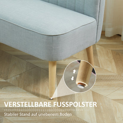 2-zits bank – tweezitsbank – loveseat – zitbank – bankstel – retro design – duurzaam hardhouten frame – lichte linnen stof