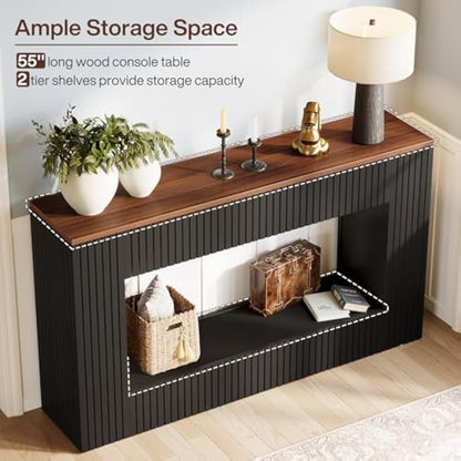 Sidetable – Consoletafel – Wandtafel – Haltafel – Dressoir – Moderne Rustic Stijl – 140 cm Lang – 2-Laags Opbergruimte