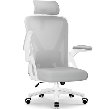 Ergonomic Office Chair with Adjustable Lumbar Support & Headrest, Folding Armrests, Foam Seat Suitable for & - Heavy-Duty, Assembly, Compatible for s (Desk Chair)