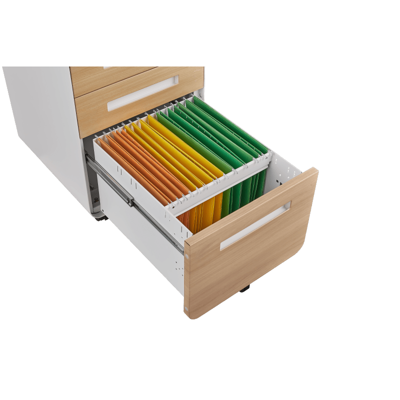 Rollendossierkast – Rolcontainer – Archiefkast – Rolkast – Jaloeziedeurkast – Mobiel Met Slot – Water- En Vochtbestendig – Vijf Wielen – Compact Onder Bureau – Wit Metalen Design