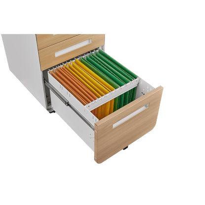 Rollendossierkast – Rolcontainer – Archiefkast – Rolkast – Jaloeziedeurkast – Mobiel Met Slot – Water- En Vochtbestendig – Vijf Wielen – Compact Onder Bureau – Wit Metalen Design