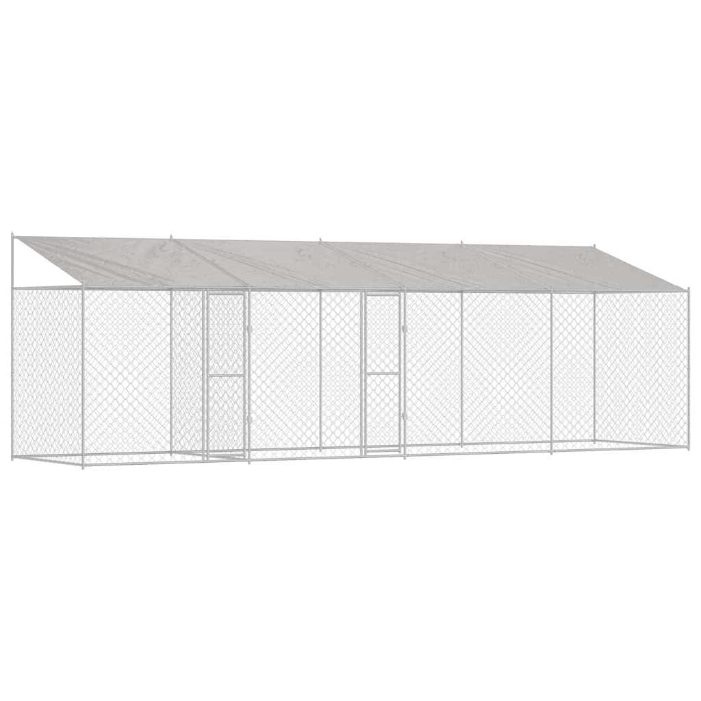Hondenren Buiten – Hondenhok Tuinren Kennel Dierenren – Voor Grote Honden – Gegalvaniseerd Staal – Afneembaar Polyethyleen Dak – 2,56 x 2,00 x 0,80 m
