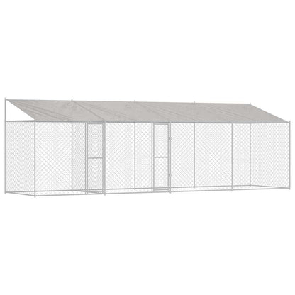 Hondenren Buiten – Hondenhok Tuinren Kennel Dierenren – Voor Grote Honden – Gegalvaniseerd Staal – Afneembaar Polyethyleen Dak – 2,56 x 2,00 x 0,80 m