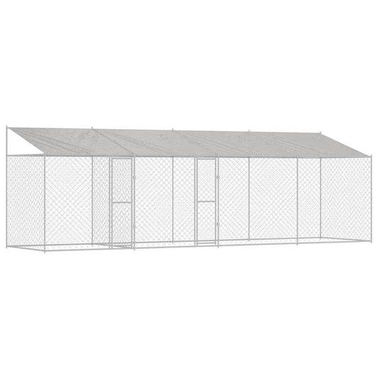 Hondenren Buiten – Hondenhok Tuinren Kennel Dierenren – Voor Grote Honden – Gegalvaniseerd Staal – Afneembaar Polyethyleen Dak – 2,56 x 2,00 x 0,80 m