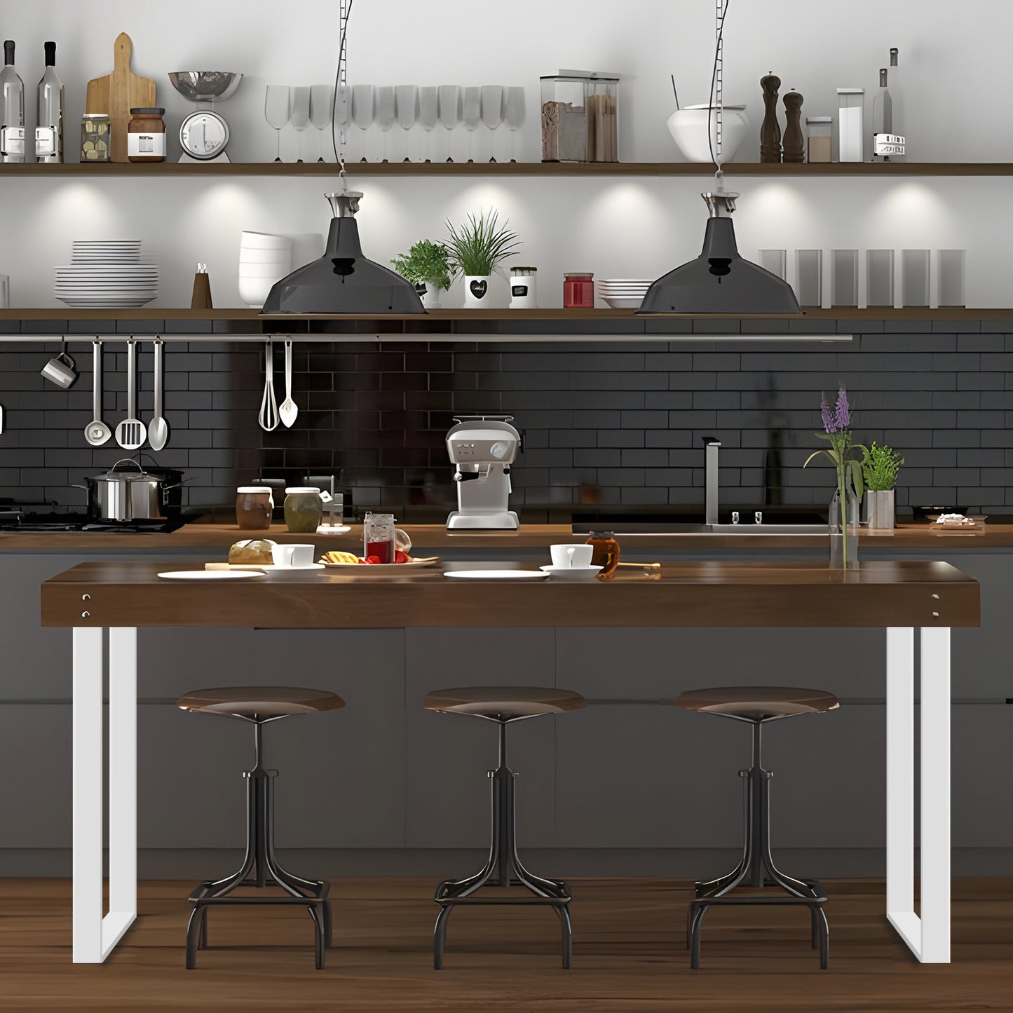 Metalen Meubelpootjes – Meubelpoten – Tafelpoten – Industriële Poten – Meubilair Onderstellen – Wit – 60 x 8 x 72 cm – Duurzaam Metaal – Industrieel Design