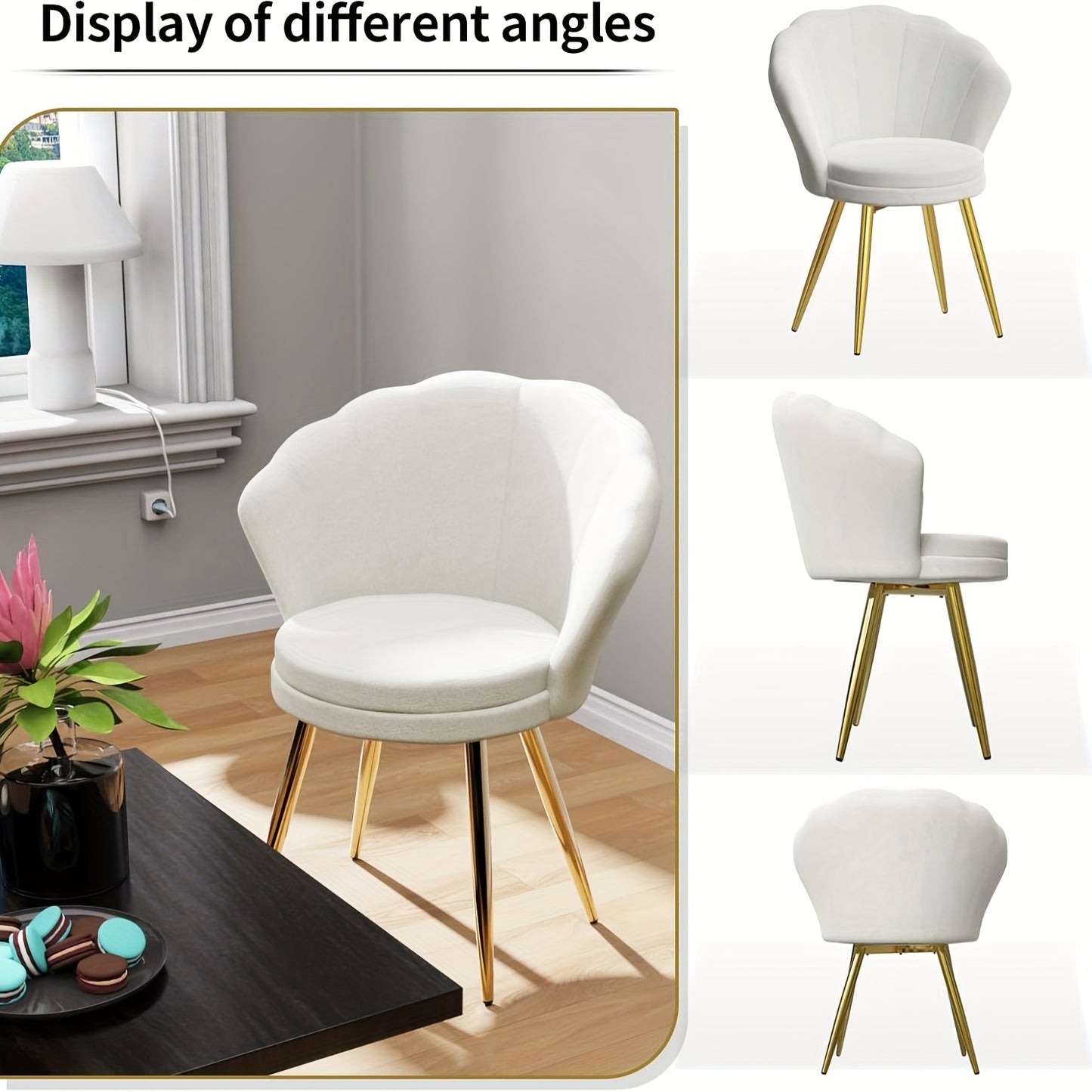 Velvet Fauteuil – Fluwelen Stoel – Lounge Stoel – Relaxfauteuil – Witte Zetel – Zacht Memory Foam – Gouden Metalen Poten