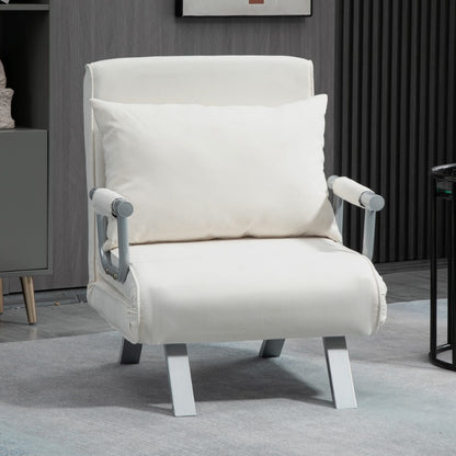 Sofa Bed – Slaapbank – Bedbank – Sleeper Chair – Vouwbed – Multifunctioneel – Compact Formaat – Creme Polyester