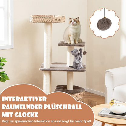 Krabpaal – Krabmeubel – Kattenklimpaal – Krabton – Kattenmeubel – 131 cm Hoog – Natuurlijk Riet en Sisal