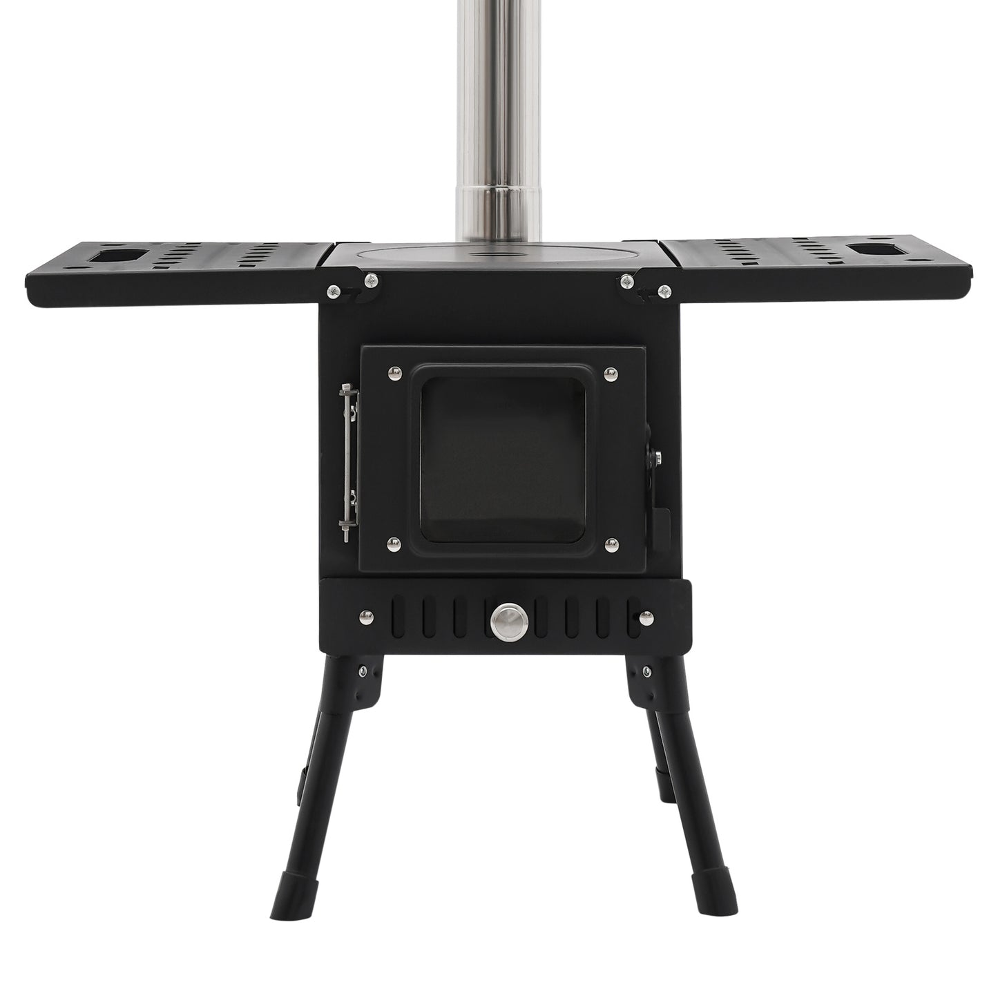 Mini Houtkachel – Campingkachel – Tentkachel – Houtkachel Outdoor – Caravankachel – Compact & Draagbaar – Verstelbare Pootjes & Rookafvoer