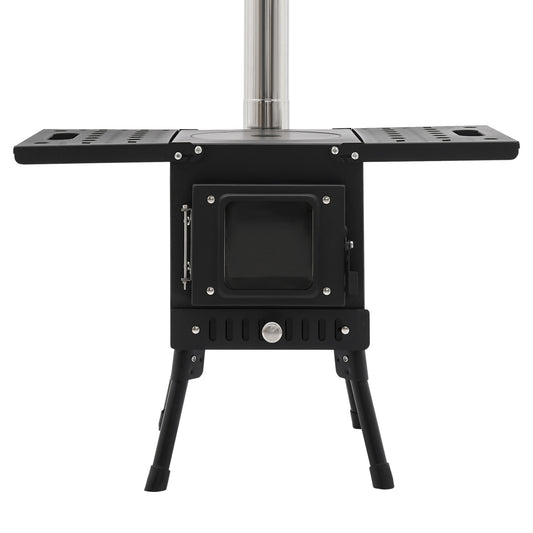 Mini Houtkachel – Campingkachel – Tentkachel – Houtkachel Outdoor – Caravankachel – Compact & Draagbaar – Verstelbare Pootjes & Rookafvoer
