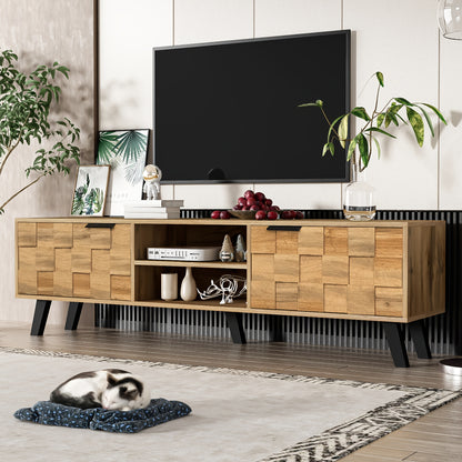 TV-Meubel – Tv-Kast – Mediameubel – Dressoir – Houten Meubel – Natuurlijk Hout – 160 cm Breed – 2 Deuren & 2 Open Vakken