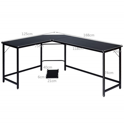 L-Shape Bureau – Hoekbureau – Gaming Bureau – PC Bureau – Kantoor Hoekbureau – Met CPU Stand – 168 x 125 x 74 cm – Zwart