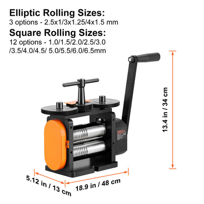 Rollingsmachine – Metaalwalsmachine – Rollers – Juwelenmachine – Metaalbewerking – 3-in-1 Multifunctioneel – Instelbare Dikte 0-5,5 mm – Hoogwaardig 45# Staal