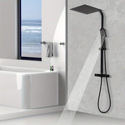 Douchekopset – Douchekop – Doucheset – Handdouche – Regendouche – Zwart – 30 cm – Thermostatisch – Hoge Druk