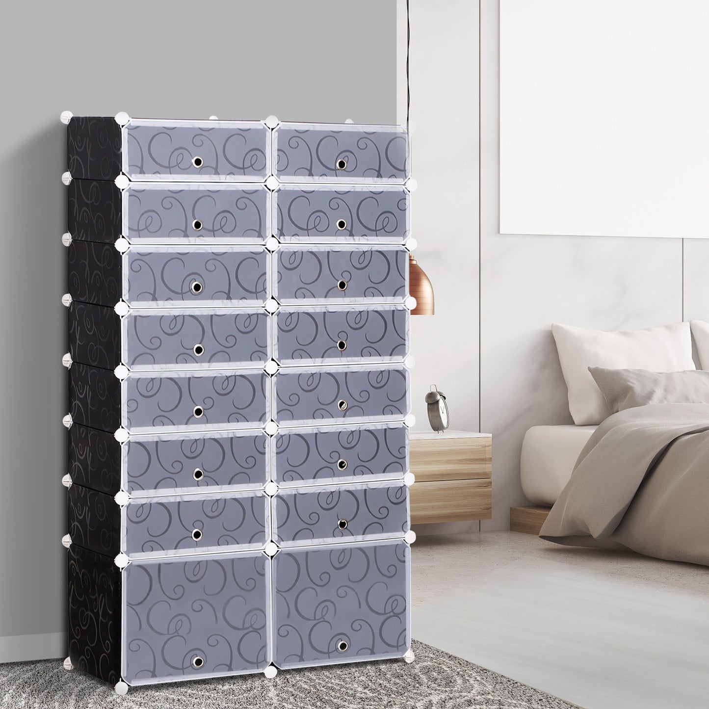 Modulaire Schoenenkast – Schoenopberger – Schoenwand – Schoenrek – Schoenenkast – 32 Paar Schoenen – Stabiel PP Plastic en Metaal