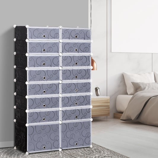 Modulaire Schoenenkast – Schoenopberger – Schoenwand – Schoenrek – Schoenenkast – 32 Paar Schoenen – Stabiel PP Plastic en Metaal