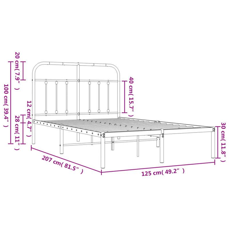 Bed frame with Black Metal Headboard 120x200cm
