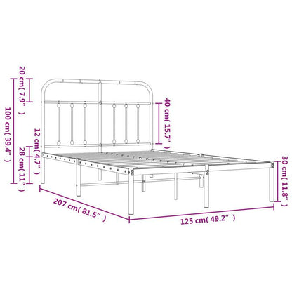 Bed frame with Black Metal Headboard 120x200cm