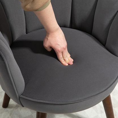 Eetkamerstoel – Keukenstoel – Stoel Met Rugleuning – Woonkamerstoel – Zitmeubel – Polyester Bekleding – Massief Houten Onderstel – Donkergrijs – 66 x 72 x 79 cm