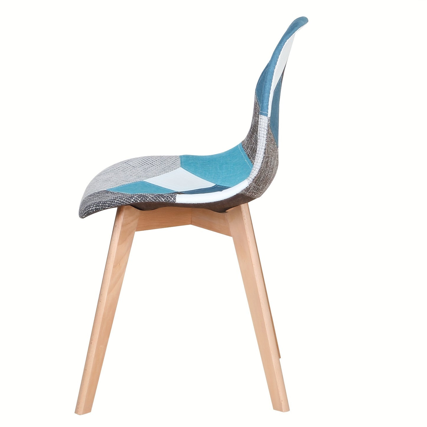 Eetkamerstoelen – Stoelen – Dinerset – Keukenstoelen – Zwarte Stoelen – Blauw Patchwork – Scandinavisch Design – Ergonomisch – Massief Beukenhout – Onderhoudsvriendelijk