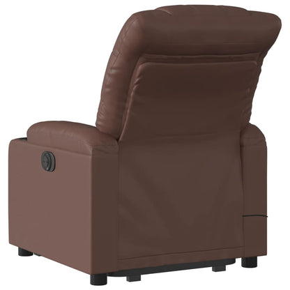 Elektrische Relaxstoel – Sta-op Stoel – Verstelbare Fauteuil – Massagestoel – Elektrische Zithulp – Met Opsta-Functie – Trilmassage – Kunstleren Bekleding Bruin