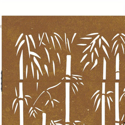 Poort – Tuinpoort – Buitenpoort – Metalen Poort – Stalen Poort – Bamboe Design – Cortenstaal – Weerbestendig – 85x200 cm